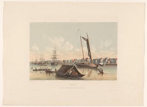 Frente ao mar e estrada em Paramaribo
Suriname. Vista da Orla Marítima e Rodoviária de Paramaribo (título sobre o objecto) de jonkheer Jacob Eduard van Heemskerck