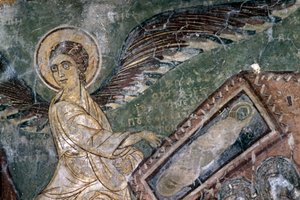 Frescos com anjo na Igreja da Metamorfose tou Sotiros, Kefali, Creta, Grécia (foto) de Theodore Charles Ange Coquelin