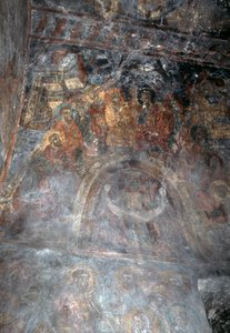 Santos, afresco no teto da igreja de Agia Paraskevi, Anisaraki, Creta, Grécia (foto) de Theodore Charles Ange Coquelin