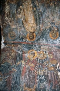 Cenas da vida de Jesus, pintadas por Pagomenos na Igreja de Agios Georgios, Anidri, Creta, Grécia de Theodore Charles Ange Coquelin