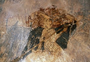 Homem a cavalo, afresco na Igreja de Agios Georgios, Komitades, Creta, Grécia (foto) de Unbekannt Unbekannt