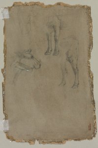Estudos de um touro (verso) de possibly by Johan Barthold Jongkind
