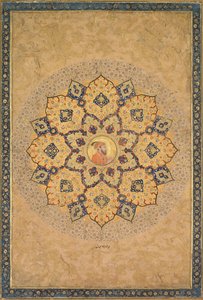 Shamsa (sol) com retrato de Aurangzeb (1618-1707), do Álbum do Imperador (o Álbum Kevorkian) de probably by Bichitr