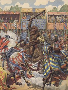 Um gigante hirsuto interrompeu o torneio de repente (cor litho) de pseudonym for Onfray de Breville Jacques Job