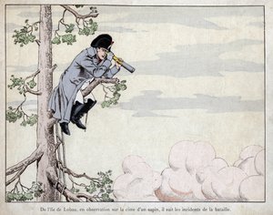 Da ilha de Lobau, em observação (Batalha de Essling de pseudonym for Onfray de Breville Jacques Job