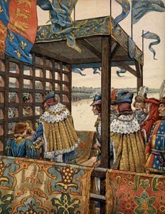 História da França na Idade Média: encontro entre o Rei da França Luís XI conhecido como o Prudente (1423-1483) e Eduardo IV da Inglaterra (1442-1483) em Picquigny para a assinatura de uma árvore de sete anos em 29 de agosto