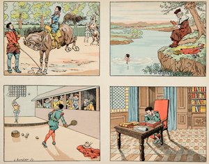 Ilustração retirada do livro "Le bon roy Henri", ilustrado por Jacques Marie Gaston Onfray de Breville dit JOB (1858-1931): Educação de Henri IV - Coleção particular de pseudonym for Onfray de Breville Jacques Job