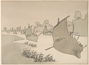 Ilustração retirada do livro "Le bon roy Henri", ilustrado por Jacques Marie Gaston Onfray de Breville dit JOB (1858-1931): O Duque de Parma tenta abastecer Paris de barco - Coleção particular de pseudonym for Onfray de Breville Jacques Job