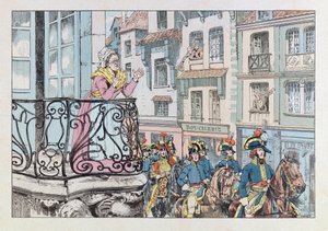 Jacques Marie Gaston Gaston Onfray de Breville dit JOB (1858 - 1931); Ilustração do livro "Les epees de France": O General Louis Lazare Hoche (1768-1797) desonra à frente de suas tropas; Coll, Part de pseudonym for Onfray de Breville Jacques Job
