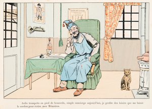 Jacques Marie Gaston Onfroy de Breville dit JOB (1858-1931) - Meio Equilíbrio Escrevendo Memórias, Coleção Privada de pseudonym for Onfray de Breville Jacques Job