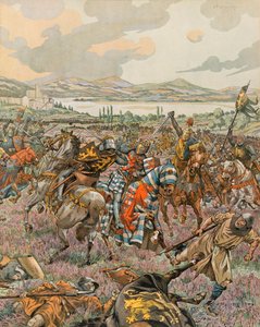 Jacques Marie Gaston Onfroy de Breville dit JOB (1858-1931) - História da Bélgica: John 1º Duque de Brabant vitorioso na Batalha de Woeringen em 1288 durante a Guerra de Sucessão de Limburg e dá autonomia ao Brabant para a Alemanha, Coleção Privada de pseudonym for Onfray de Breville Jacques Job