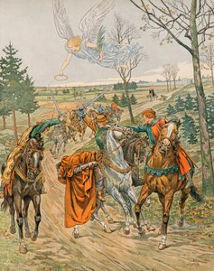 Jacques Marie Gaston Onfroy de Breville dit JOB (1858-1931) - História da Bélgica: São Alberto de Leuven (ca. 1166-1192), Príncipe de Liège é assassinado em reims pelos shekars do Imperador Henrique VI em 1192, Coleção Privada de pseudonym for Onfray de Breville Jacques Job