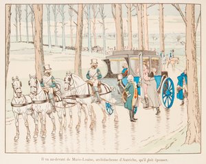 Jacques Marie Gaston Onfroy de Breville dit JOB (1858-1931) - Napoleão Bonaparte vai para a frente de Marie Louise da Áustria antes de seu casamento em 1810, Coleção Privada de pseudonym for Onfray de Breville Jacques Job