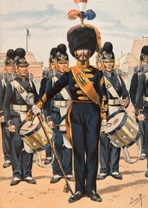 Jacques Marie Gaston Gaston Onfroy de Breville dit JOB (1858-1931) - Forfait das tropas francesas em todos os momentos: Drum Major of Fleet Crews (1837), Coleção Privada de pseudonym for Onfray de Breville Jacques Job
