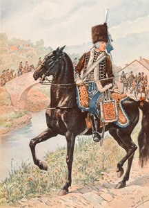 Jacques Marie Gaston Gaston Onfroy de Breville dit JOB (1858-1931) - Forfait das tropas francesas em todos os momentos: Coronel dos Hussardos de Chamborant (1784), Coleção Privada de pseudonym for Onfray de Breville Jacques Job
