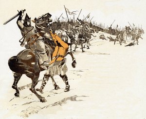Nunca se aceita a resposta do rei do xadrez de Luís VI o Gros (1081-1137), rei dos Francos, matando o soldado inglês que tinha agarrado o freio do seu cavalo dizendo "O rei foi apanhado! "na Batalha de Brenneville, na Normandia, no dia 20 de Abril. de pseudonym for Onfray de Breville Jacques Job