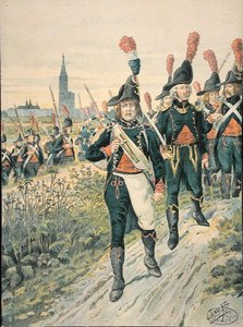 Pontoneiros de Estrasburgo em 1793 (gravura a cores) de pseudonym for Onfray de Breville Jacques Job