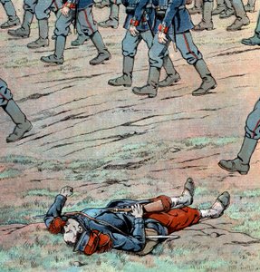 Prussianos invadem a França: soldado francês morto de pseudonym for Onfray de Breville Jacques Job