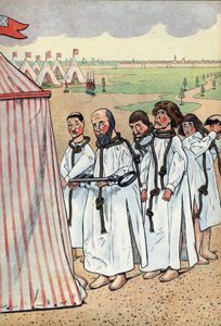 Cena da história da França nos brinquedos: Os burgueses de Calais. O cerco de Calais em 1347 e a devoção de Eustáquio de São Pedro, o mais conhecido dos seis burgueses de Calais, que foram ao rei da Inglaterra Eduardo III, para implorar a graça de de pseudonym for Onfray de Breville Jacques Job