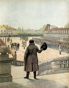 A despedida de Napoleão I Bonaparte (1769-1821) no pátio do Cheval Blanc, em Fontainebleau, no dia 20 de abril de pseudonym for Onfray de Breville Jacques Job