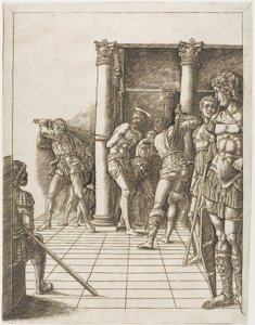 A Flagelação de Cristo, com a Calçada de school of Andrea Mantegna