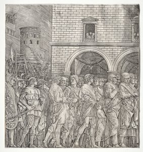 Os triunfos de César: Os senadores de school of Andrea Mantegna