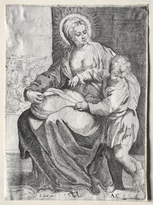 Madonna com o corvo branco de school of Annibale Carracci