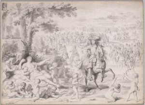 Luís XIV capturado por Vênus de studio of Charles Le Brun