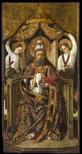 Saint Peter Enthroned - Pintura de Rodrigo de Osona (Orsona) (activo 1465-1514) - ca. 1470-1480 - Óleo sobre madeira - 214,2x112 - Museu Nacional d