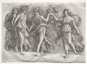 Quatro Musas Dançantes, c. 1497. de the so called Premier Engraver