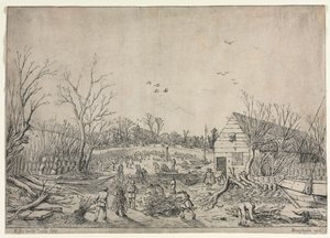 The Great Flood of January 10, 1624 or Repairing the Broken Dike on the River Lek by Vianen, 1624. de van de Velde Esaias