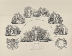 Alegoria das virtudes do Rei Guilherme I, 1831
Guilherme I Primeiro Rei Constitucional da Holanda, restaurador da nossa Liberdade e Independência Nacional (...) (título sobre o objecto) de van der Meulen