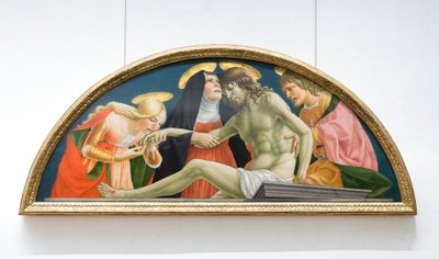 Santa Maria Madalena, a virgem Maria e São João, o evangelista, de luto pelo Cristo morto de (1374 c.1420) Lorenzo da Sanseverino