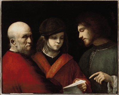 As Três Idades do Homem - Os Três Estados do Homem - Óleo sobre painel, cerca de 1500 de Giorgione