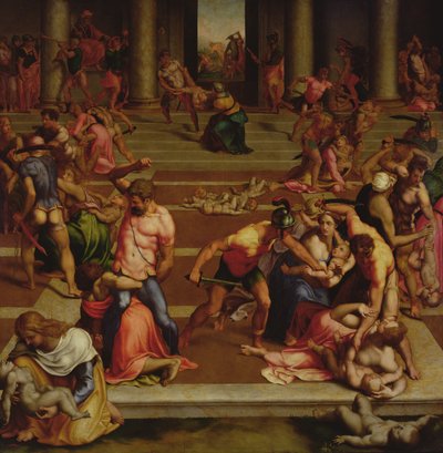 Massacre dos Inocentes (tempera no painel) de (1509 66) Daniele da Volterra