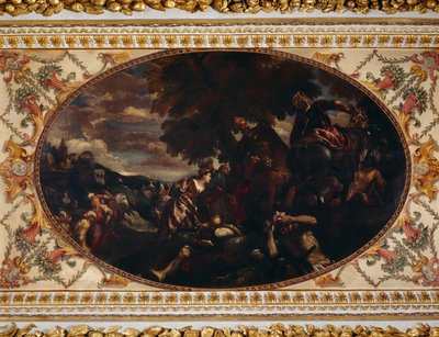 Defesa do Scutari, tecto da Galeria, Chiswick House, Londres (óleo sobre tela) de (1528 88) (after) Veronese