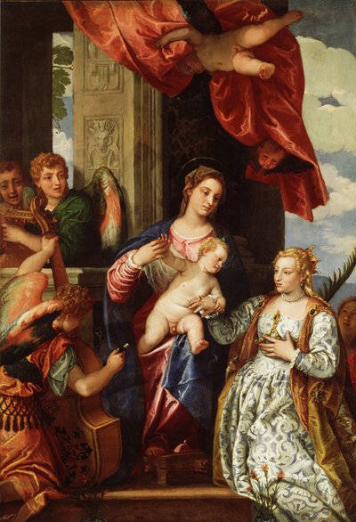O Casamento Místico de Santa Catarina, c. 1550 a 1560 (óleo sobre tela) de (1528 88) Veronese