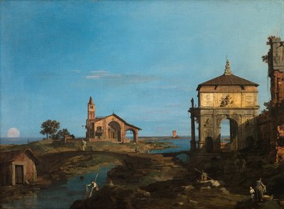 Uma ilha na lagoa com um portal e uma igreja de (1697 1768) Canaletto