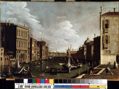 ""Vista sobre o Grande Canal em Veneza"" (Veneza) Pintura de Giovanni Antonio Canal detto il Canaletto (1697-1768). Museu de Belas Artes do século XVIII de Mikalojus Konstantinas Ciurlionis, Kaunas, Lituânia de Canaletto
