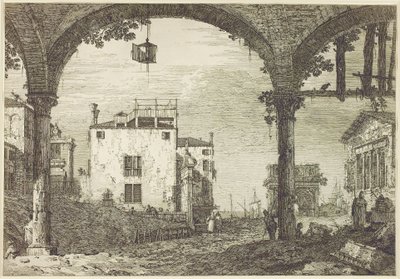 O Pórtico da Lanterna, c.1744 (gravura) de Canaletto