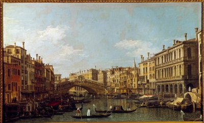 O Grande Canal e Ponte Rialto a Veneza Pintura de Antonio Canal dit Il Canaletto (1697-1768) Paris do século XVIII, Musee Jacquemart Andre de Canaletto