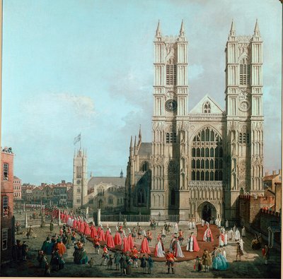 Vista da Abadia de Westminster e da Procissão dos Cavaleiros da Ordem dos Banhistas por Giovanni Antonio Canal conhecido como O Canaletto (1697-1768) 1749 Sol. 99x101 cm Londres, Westminster de Canaletto