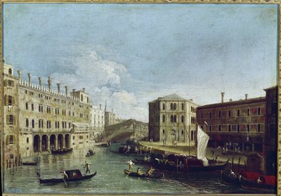 Vista do canal grande e rialto, à esquerda o Fondaco dei Tedeschi (óleo sobre tela de Canaletto