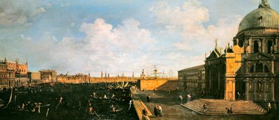 Vista do Grande Canal e Santa Maria della Salute (óleo sobre painel) de Canaletto
