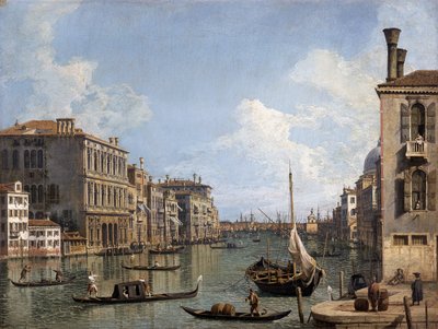 Vista do Grande Canal em direção à Punta dela Dogana desde Campo San Vio de Canaletto