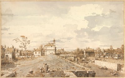 "Vue de Porta Portello avec le canal Brenta, Padoue" (A Porta Portello com o Canal Brenta em Pádua) Dessin a la plume d