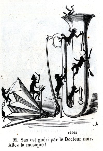 O Sr. Sax é ferido pelo médico negro. (Adolphe (Adolph) Sax, inventor do Saxofone (1814-1894). de Nadar