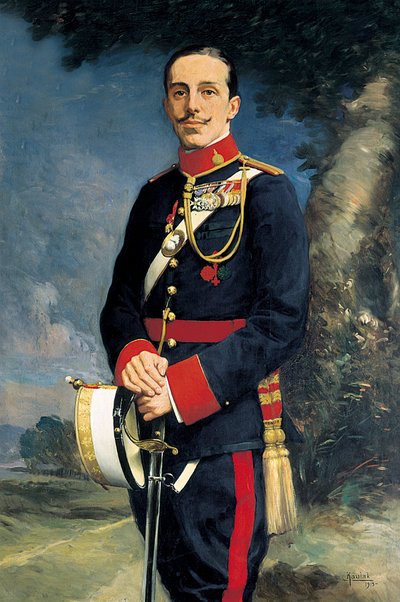 Retrato de Alfonso XIII (1886-1941), Rei de Espanha em uniforme militar. Pintura de Kaulak (século XIX) de Kaulak