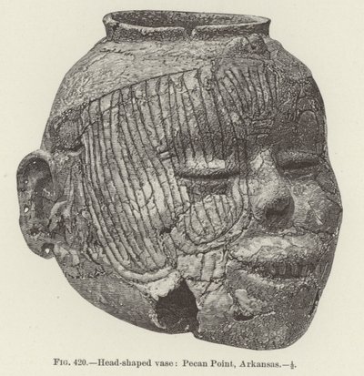 Um vaso em forma de cabeça: Ponta Pecan, Arkansas (gravura) de (after) American School