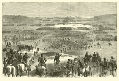 Posição do Exército Confederado quando a rendição foi anunciada, Abril de 1865 (gravura) de (after) American School